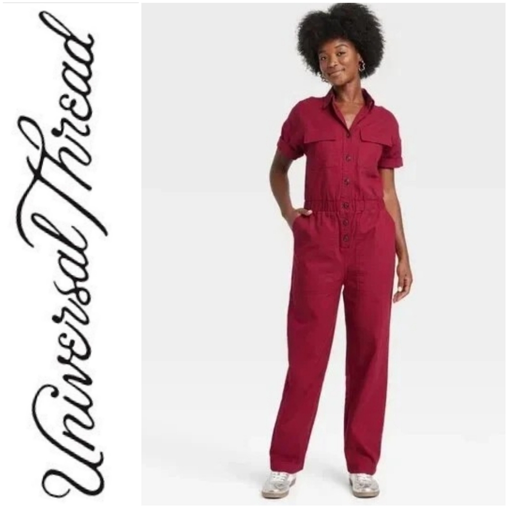 Short Sleeve Burgundy Boilersuit